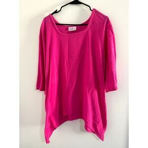 The Gauzeway Pink Tunic‎ Top Womens Size 2 Pink Asymmetrical Hem